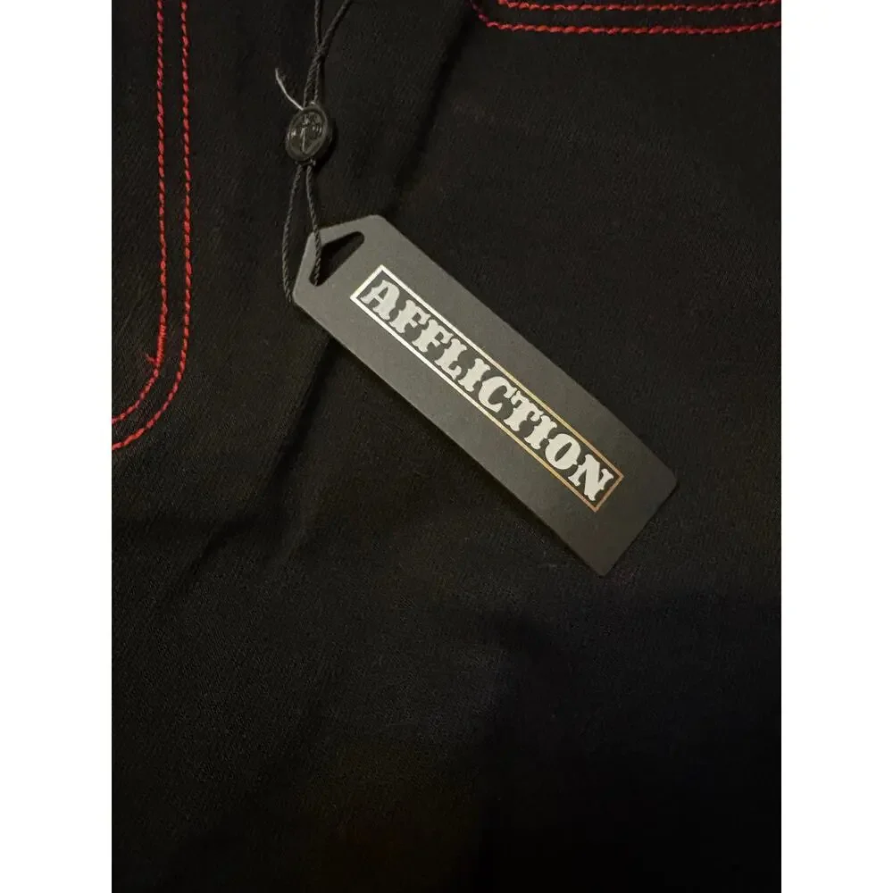 NWT Y2K Affliction Wide Leg Wings Black Red Baggy Jeans Mens Size 31 MSRP $128 - Picture 6 of 15